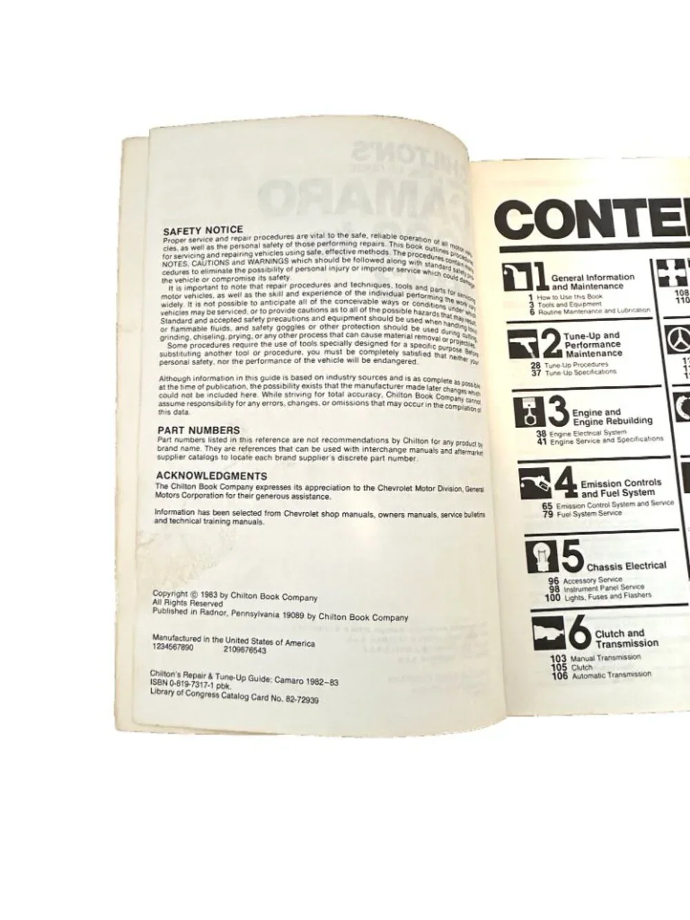 Chilton's Repair and Tune-Up Guide Camaro 1982 to 1983: All Models